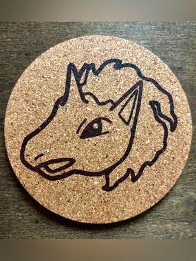 Pokemon Rapidash Face Laser Engraved Cork Coaster